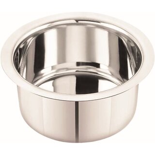                       SHINI LIFESTYLE Stainless steel Bhagona, tope and milk pot, Steel Rounded Patila, Pot 18 cm diameter 1 L capacity with Lid (Stainless Steel)                                              