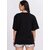 Leotude Black Printed Cotton Blend Round Neck Half Sleeve T-Shirts For Womens