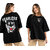 Leotude Black Printed Cotton Blend Round Neck Half Sleeve T-Shirts For Womens