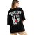 Leotude Black Printed Cotton Blend Round Neck Half Sleeve T-Shirts For Womens