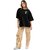 Leotude Black Printed Cotton Blend Round Neck Half Sleeve T-Shirts For Womens