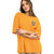 Leotude YELLOW Printed Cotton Blend Round Neck Half Sleeve T-Shirts For Womens
