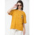 Leotude YELLOW Printed Cotton Blend Round Neck Half Sleeve T-Shirts For Womens
