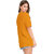 Leotude Yellow Printed Cotton Blend Round Neck Half Sleeve T-Shirts For Womens