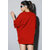 Leotude Red Printed Cotton Blend Round Neck Half Sleeve T-Shirts For Womens