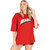 Leotude Red Printed Cotton Blend Round Neck Half Sleeve T-Shirts For Womens