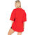 Leotude Red Printed Cotton Blend Round Neck Half Sleeve T-Shirts For Womens