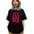 Leotude Black Printed Cotton Blend Round Neck Half Sleeve T-Shirts For Womens