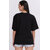 Leotude Black Printed Cotton Blend Round Neck Half Sleeve T-Shirts For Womens