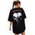 Leotude Black Printed Cotton Blend Round Neck Half Sleeve T-Shirts For Womens