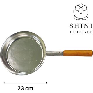                       SHINI LIFESTYLE Premium Galvanized Iron iron Fry Pan with long handle, loha fry/tadka pan/egg Tadka Pan 23 cm, 25 cm, 27 cm, 30 cm diameter 2 L, 2.7 L, 3 L, 3.5 L capacity (Iron)                                              