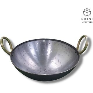                       SHINI LIFESTYLE Loha Deep Frying Kadhai, Loha kadhai, iron kadhai, Frying Pan Kadhai, Kadhai Kadhai 28 cm diameter 2.5 L capacity (Iron)                                              
