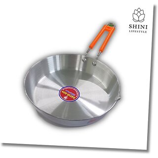                       SHINI LIFESTYLE Aluminium Fry pan Cooking Kitchenware Heat distribution, Aluminium tawa, Fry Pan 22 cm diameter 1.5 L capacity (Aluminium)                                              