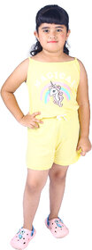 Kid Kupboard Cotton Girls Jumpsuit, Yellow, Sleeveless, Crew Neck, 5-6 Years KIDS4869