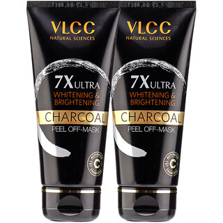                       VLCC 7X Ultra Whitening  Brightening Charcoal Peel Off Mask - 100 g ( Pack of 2 )                                              