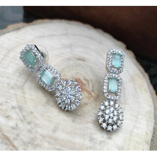 gilher silver plated american diamond mint designer earring for women and girl