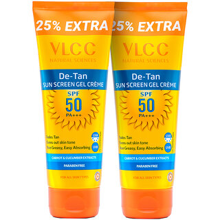                       VLCC De Tan SPF 50 PA+++ Sunscreen Gel Cream - 100 g ( Pack of 2 )                                              