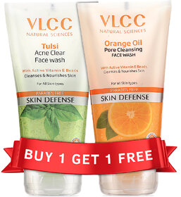 VLCC Tulsi Acne Clear Face Wash with FREE Face Wash - Buy One Get One - 300 ml