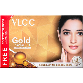                       VLCC Gold Facial Kit - - 300 g with FREE Rose Water Toner - 100 ml                                              