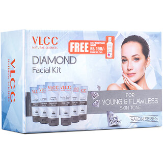                       VLCC Diamond Facial Kit with FREE Rose Water Toner - 400 g - For Young  Flawless Skintone                                              