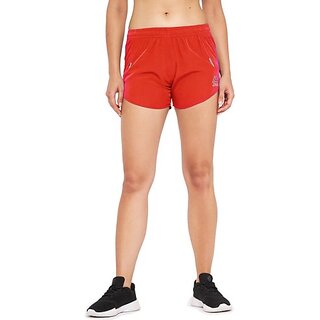                       THREE Solid Women Red Running Shorts                                              