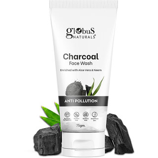 Globus Naturals Anti Pollution Charcoal Face Wash, Enriched with Tea Tree Oil, For Oily & Acne Prone Skin, 75 gm Globus Naturals Anti Pollution Charcoal Face Wash, Enriched with Tea Tree Oil, For Oily & Acne Prone Skin, 75 gm