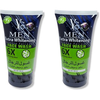                       Yc Men Extra Whitening Face wash 6x whitening Face wash 100ml (Pack of 2)                                              