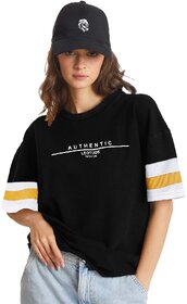 LEOTUDE Cottonblend Half Sleeve Oversized T-Shirts for Women