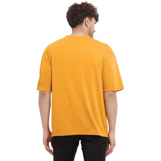                       Leotude Men Mustard Printed Cotton Blend T-Shirt                                              