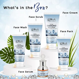                       Globus Naturals Diamond Gift Box - Set of 5, Face wash, Face Cream, Face Scrub, Face Pack, & Face Serum                                              