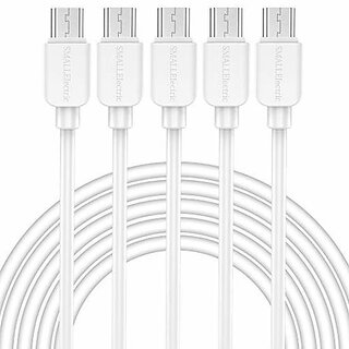                       Combo of 5 (Five) High Speed 1M Micro USB Mobile Data Cable, Compatible with Android SmartPhone's Adapter, White                                              