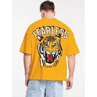 LEOTUDE Men's Oversize Cottonblend Half Sleeve Printed Tshirt