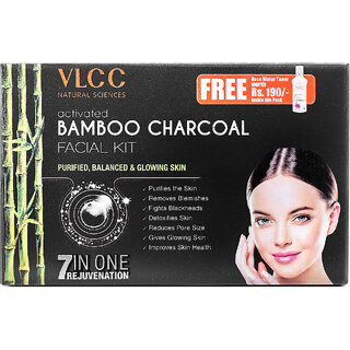                       VLCC Activated Bamboo Charcoal Facial Kit with FREE Rose Water Toner - 400 g                                              