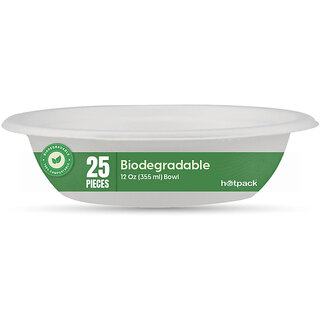                       50 Pieces Biodegradable 12 Oz (355 Ml) Bowl - Compostable, Bagasse, Freezer Microwave Safe                                              