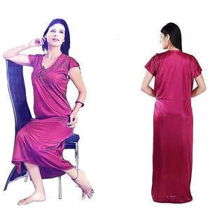                       womens nighty  Overcoat hot bedroom / lounge set - Nighty  Overcoat Pink Free size sleepwear Daily satin fun new                                              