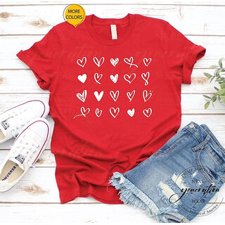                       Elizy Women Red Hearts Printed T-Shirt                                              