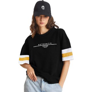                       LEOTUDE Cottonblend Half Sleeve Oversized T-Shirts for Women                                              