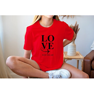                       Elizy Women Red Love Printed T-Shirt                                              