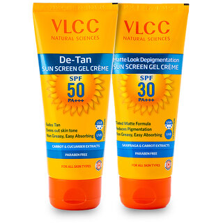                       VLCC Matte Look SPF 30  De Tan SPF 50 Sunscreen -100 g (Pack of 2)                                              