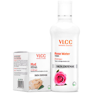                       VLCC Rose Water -100 ml & Mud Face Pack -70 g (Pack of 2)                                              