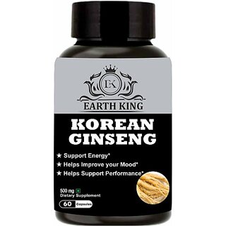 EARTH KING Korean Ginseng Extract for Strength, Stamina and Energy 500mg 60 Capsules EARTH KING Korean Ginseng Extract for Strength, Stamina and Energy 500mg 60 Capsules