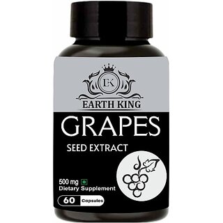                       EARTH KING Grapes Seed Extract Capsule for Immunity  and  Antioxidant Supplement 60 Capsules (500 mg)                                              