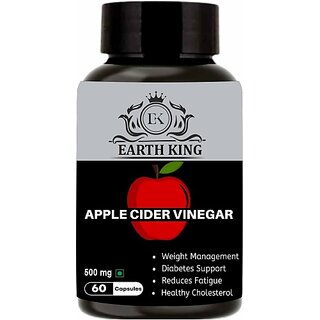                       EARTH KING Apple Cider Vinegar Capsules for Weight Loss  and  Boost Energy - 60 Capsules (500 mg)                                              