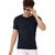 Leotude Men Black Solid Cotton Blend Casual T-Shirt