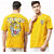 Leotude Men Mustard Printed Cotton Blend T-Shirt