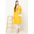 Vivient Women Yellow Embroidered Kurti With White Pant