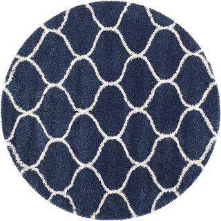                       GALLERY HOME Silky Smooth Anti-Skid Shaggy Round Carpet with 2 inch Thickness (3 x 3  Round, Blue C4)                                              