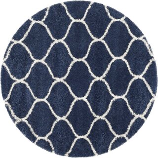                       GALLERY HOME Silky Smooth Anti-Skid Shaggy Round Carpet with 2 inch Thickness (6 x 6  Round, Blue C4)                                              