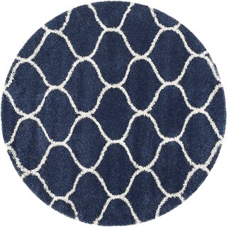                       GALLERY HOME Silky Smooth Anti-Skid Shaggy Round Carpet with 2 inch Thickness (7 x 7 Round, Blue C4)                                              