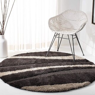                       GALLERY HOME Silky Smooth Anti-Skid Shaggy Round Carpet with 2 inch Thickness (9 x 9 Round, Brown T5)                                              